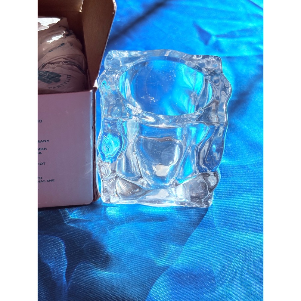 PartyLite‎ Glacier Pair Clear Ice Textured Glass Votive Candle Holders P0279 Set